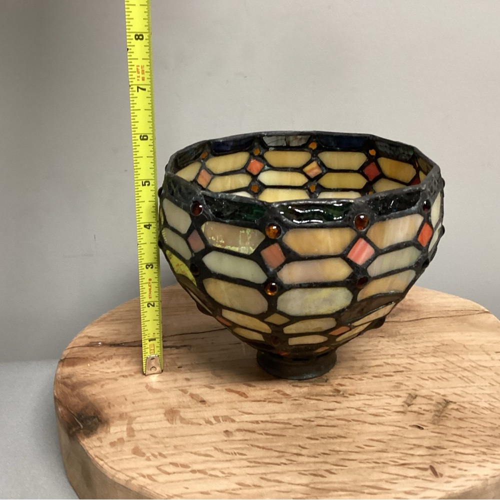 🟠 Beautiful Tiffany Style Stained Glass & Lead Joints Lamp Shade - Home Decor - Picture 13 of 16